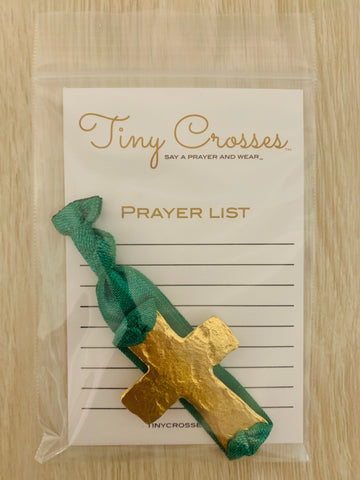 GOLD: Forest Green Tiny Crosses Prayer Bracelet - ALL ORDERS PLACED AFTER 12:01AM ON MONDAY, MAY 13TH WILL SHIP ON FRIDAY, MAY 17TH!