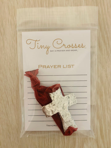 SILVER: Maroon Tiny Crosses Prayer Bracelet