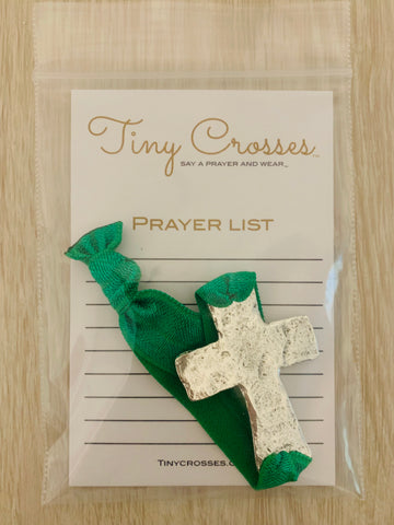 SILVER: Emerald Tiny Crosses Prayer Bracelet
