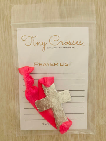 SILVER: Bright Pink Tiny Crosses Prayer Bracelet - ALL ORDERS PLACED AFTER 12:01AM ON MONDAY, MAY 13TH WILL SHIP ON FRIDAY, MAY 17TH!