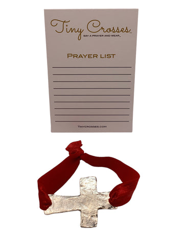 SILVER: Red Tiny Crosses Prayer Bracelet