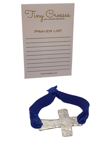 SILVER: Royal Blue Tiny Crosses Prayer Bracelet