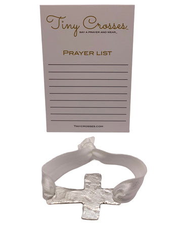 SILVER: White Tiny Crosses Prayer Bracelet