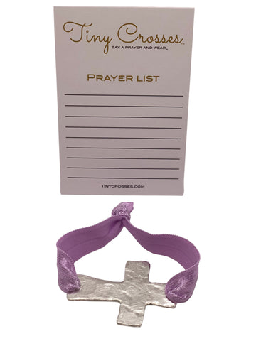 SILVER: Lavender Tiny Crosses Prayer Bracelet