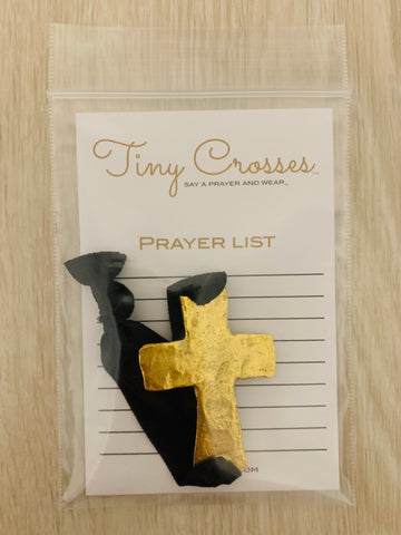 GOLD: Black Tiny Crosses Prayer Bracelet