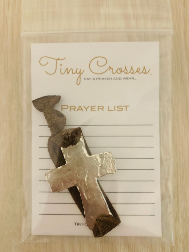 SILVER: Brown Tiny Crosses Prayer Bracelet