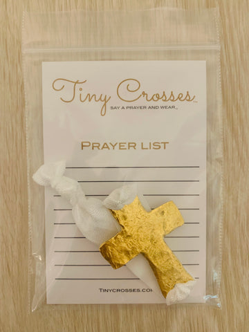 GOLD: White Tiny Crosses Prayer Bracelet
