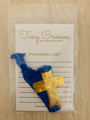 GOLD: Royal Blue Tiny Crosses Prayer Bracelet