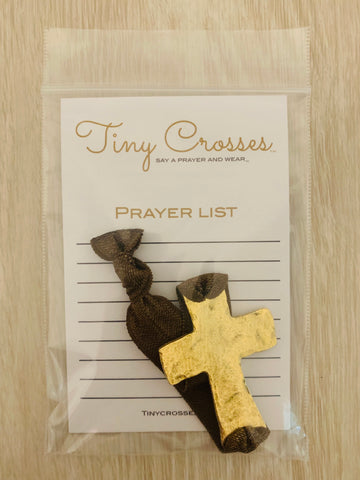 GOLD: Brown Tiny Crosses Prayer Bracelet