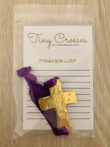 GOLD: Dark Purple Tiny Crosses Prayer Bracelet
