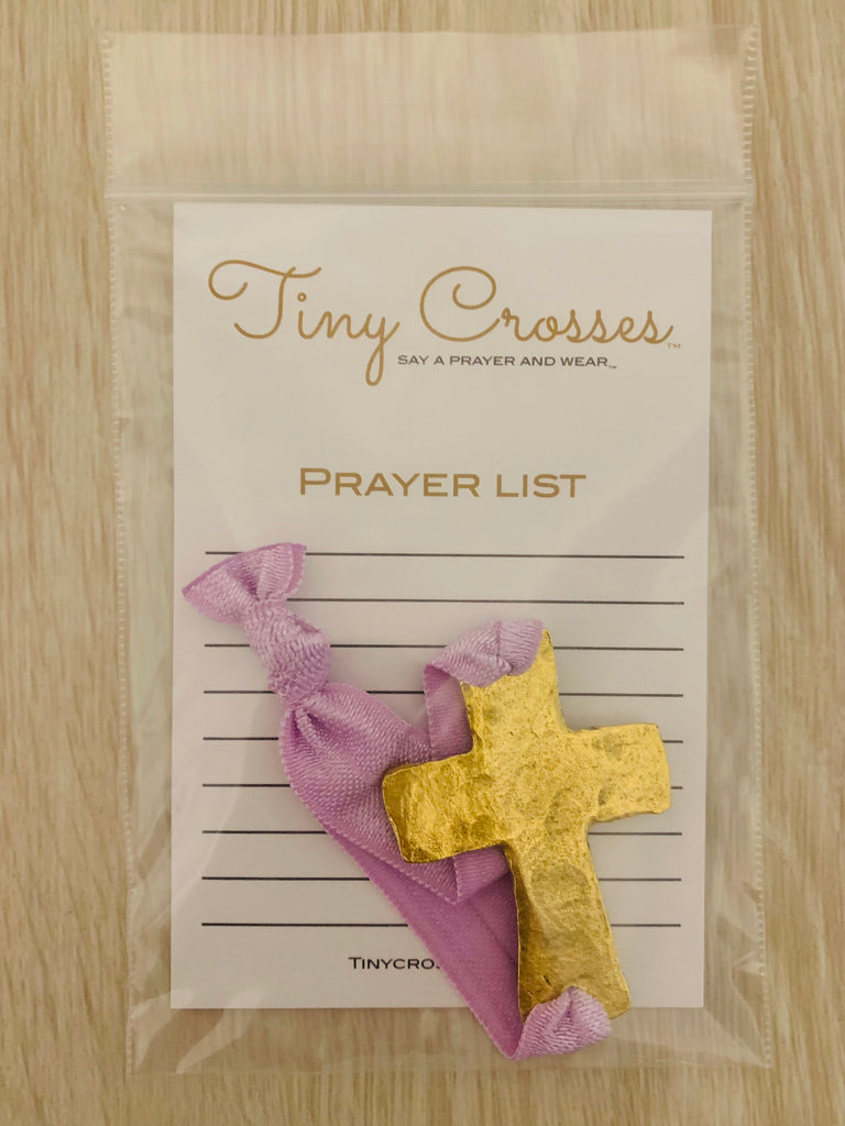 GOLD: Lavender Tiny Crosses Prayer Bracelet