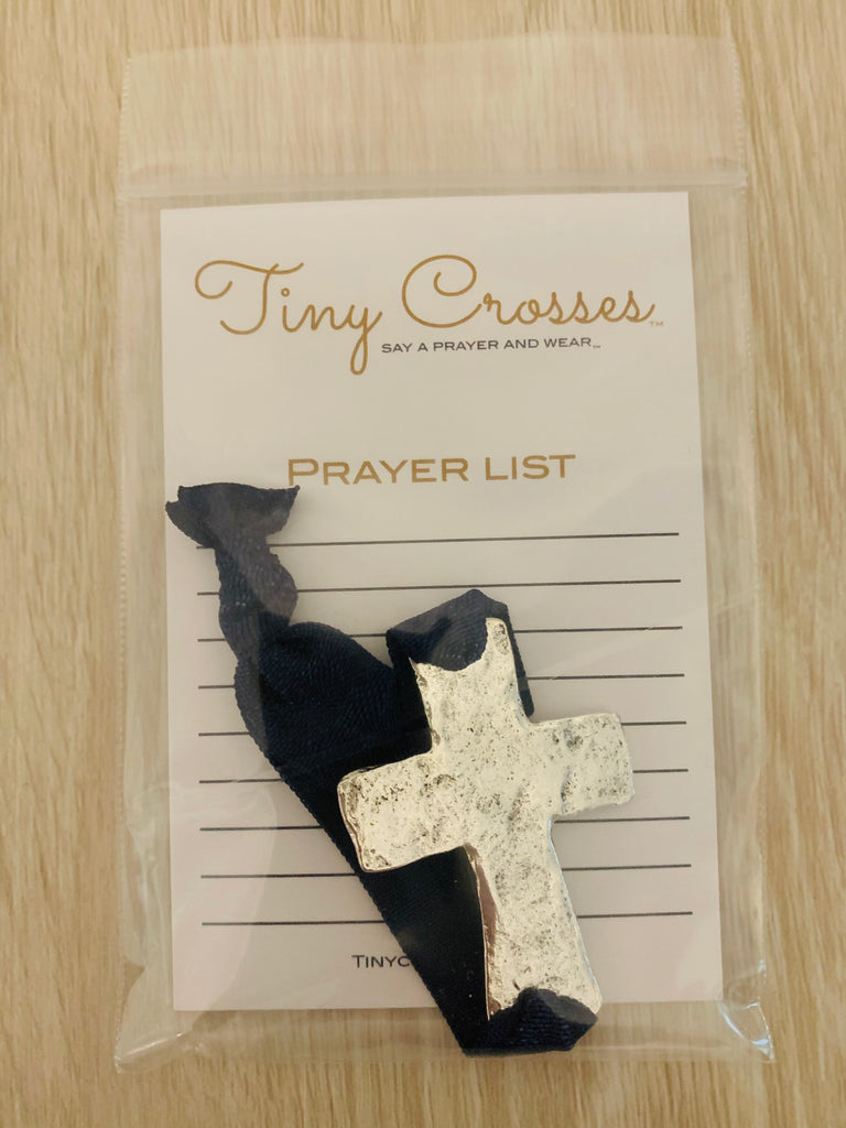 SILVER: Navy Tiny Crosses Prayer Bracelet