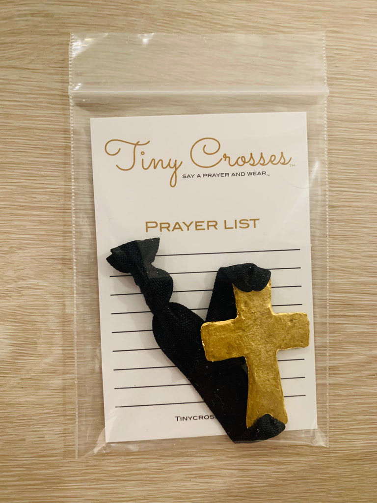 GOLD: Black Tiny Crosses Prayer Bracelet