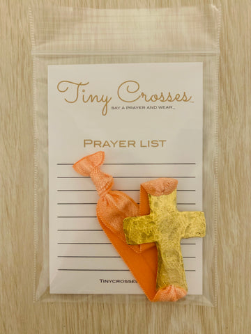 GOLD: Peach Tiny Crosses Prayer Bracelet