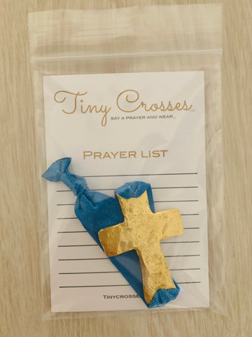GOLD: Nautical Blue Tiny Crosses Prayer Bracelet