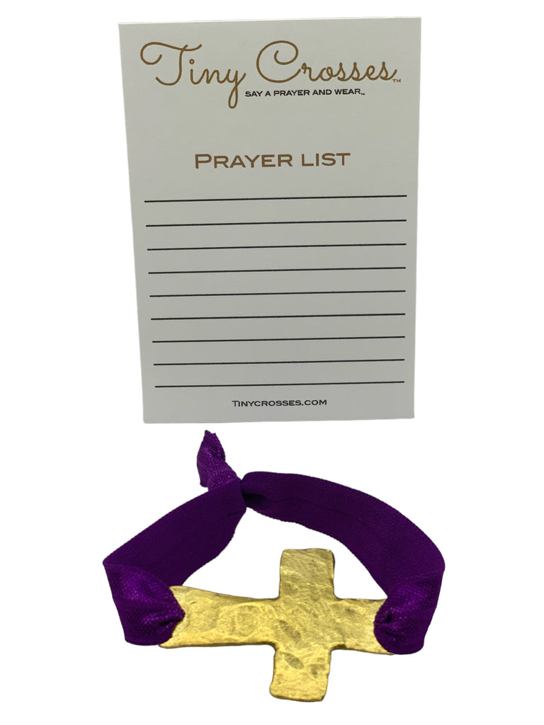 GOLD: Dark Purple Tiny Crosses Prayer Bracelet