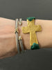 GOLD: Forest Green Tiny Crosses Prayer Bracelet